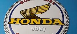 Vintage Honda Sign Motorcycle Biker Automobile Gas Pump Service Porcelain Sign