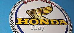 Vintage Honda Sign Motorcycle Biker Automobile Gas Pump Service Porcelain Sign