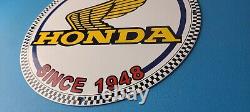 Vintage Honda Sign Motorcycle Biker Automobile Gas Pump Service Porcelain Sign