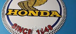 Vintage Honda Sign Motorcycle Biker Automobile Gas Pump Service Porcelain Sign