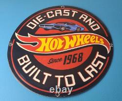 Vintage Hot Wheels Porcelain Sign American Die-Cast Cars Gas Pump Sign