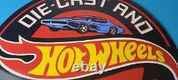 Vintage Hot Wheels Porcelain Sign American Die-Cast Cars Gas Pump Sign