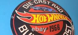 Vintage Hot Wheels Porcelain Sign American Die-Cast Cars Gas Pump Sign
