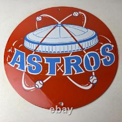 Vintage Houston Astros Sign MLB Baseball Stadium Texas Porcelain Gas Sign