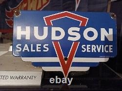 Vintage Hudson Sales Service 10 Porcelain Dealer Auto Parts Gas Oil Sign