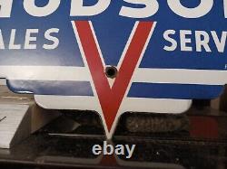 Vintage Hudson Sales Service 10 Porcelain Dealer Auto Parts Gas Oil Sign