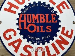 Vintage Humble Gasoline Porcelain Sign Gas Station Pump Plate Motor Oil Service