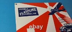 Vintage Humble Gasoline Sign Texas Gas Motor Oil Pump Porcelain Sign