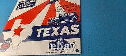 Vintage Humble Gasoline Sign Texas Gas Motor Oil Pump Porcelain Sign