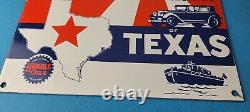 Vintage Humble Gasoline Sign Texas Gas Motor Oil Pump Porcelain Sign