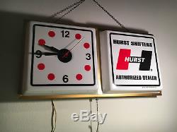 Vintage Hurst Shifters Sign Clock Chevy, Mopar, Pontiac, Oldsmobile, Corvette
