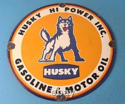 Vintage Husky Gasoline Porcelain Gas Oil Hi-power Service Station Dog Pump Sign