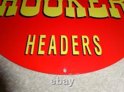 Vintage I Love My Hooker Headers 11 3/4 Porcelain Metal Car, Gasoline Oil Sign