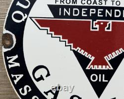 Vintage Independent Motor Oil Porcelain Sign General Motors Quincy Gas Station