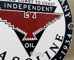 Vintage Independent Motor Oil Porcelain Sign General Motors Quincy Gas Station