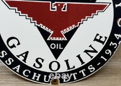 Vintage Independent Motor Oil Porcelain Sign General Motors Quincy Gas Station