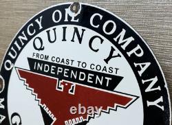 Vintage Independent Motor Oil Porcelain Sign General Motors Quincy Gas Station