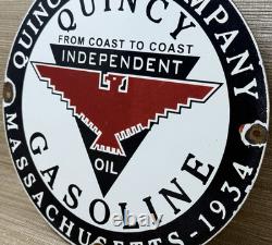 Vintage Independent Motor Oil Porcelain Sign General Motors Quincy Gas Station