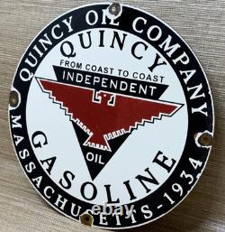 Vintage Independent Motor Oil Porcelain Sign General Motors Quincy Gas Station