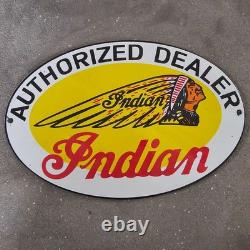 Vintage Indian Authorized Dea Old Us Gasoline Oil Gas Pump Enamel Porcelain Sign