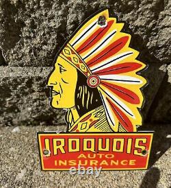 Vintage Indian Auto Insurance Porcelain Service Station Gas Oil American Sign