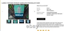 Vintage Indian Gasoline 18 Porcelain Metal Motorcycle Gas & Oil Pump Plate Sign