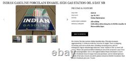Vintage Indian Gasoline 18 Porcelain Metal Motorcycle Gas & Oil Pump Plate Sign