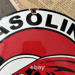Vintage Indian Gasoline Motor Oils 12 Inch Convex Porcelain Enamel Sign