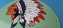 Vintage Indian Gasoline Porcelain Chief Gas Motor Oil Service Station Pump Sign