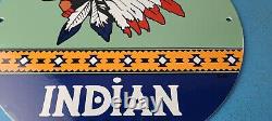 Vintage Indian Gasoline Porcelain Chief Gas Motor Oil Service Station Pump Sign