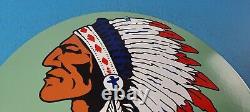 Vintage Indian Gasoline Porcelain Chief Gas Motor Oil Service Station Pump Sign