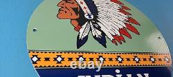 Vintage Indian Gasoline Porcelain Chief Gas Motor Oil Service Station Pump Sign