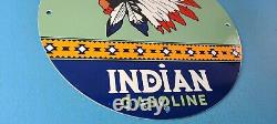 Vintage Indian Gasoline Porcelain Chief Gas Motor Oil Service Station Pump Sign