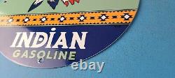 Vintage Indian Gasoline Porcelain Chief Gas Motor Oil Service Station Pump Sign