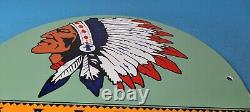 Vintage Indian Gasoline Porcelain Chief Gas Motor Oil Service Station Pump Sign