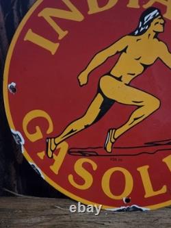 Vintage Indian Gasoline Porcelain Gas Pump Sign Motor Oil 12