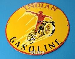 Vintage Indian Gasoline Porcelain Spirit Chief Gas Service Station Pump Sign