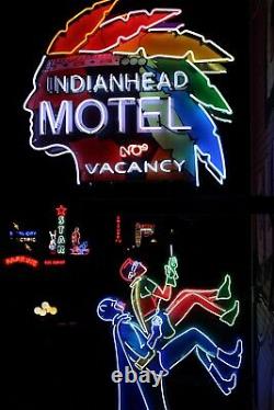 Vintage Indian Head Motel Custom Neon Sign! Real Neon Glass Outdoor/Indoor Use