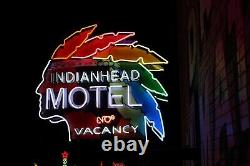 Vintage Indian Head Motel Custom Neon Sign! Real Neon Glass Outdoor/Indoor Use