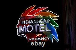 Vintage Indian Head Motel Custom Neon Sign! Real Neon Glass Outdoor/Indoor Use