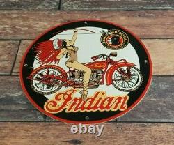 Vintage Indian Motorcycle Porcelain Service Station Gas American Bike Sign