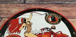 Vintage Indian Motorcycle Porcelain Service Station Gas American Bike Sign