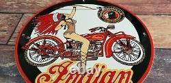 Vintage Indian Motorcycle Porcelain Service Station Gas American Bike Sign