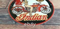 Vintage Indian Motorcycle Porcelain Service Station Gas American Bike Sign