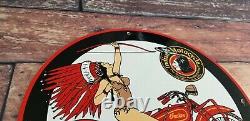 Vintage Indian Motorcycle Porcelain Service Station Gas American Bike Sign