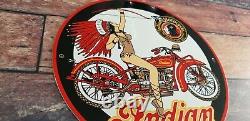 Vintage Indian Motorcycle Porcelain Service Station Gas American Bike Sign