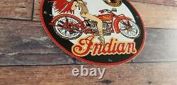 Vintage Indian Motorcycle Porcelain Service Station Gas American Bike Sign