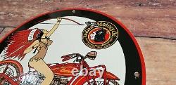 Vintage Indian Motorcycle Porcelain Service Station Gas American Bike Sign