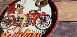 Vintage Indian Motorcycle Porcelain Service Station Gas American Bike Sign