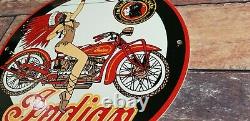 Vintage Indian Motorcycle Porcelain Service Station Gas American Bike Sign